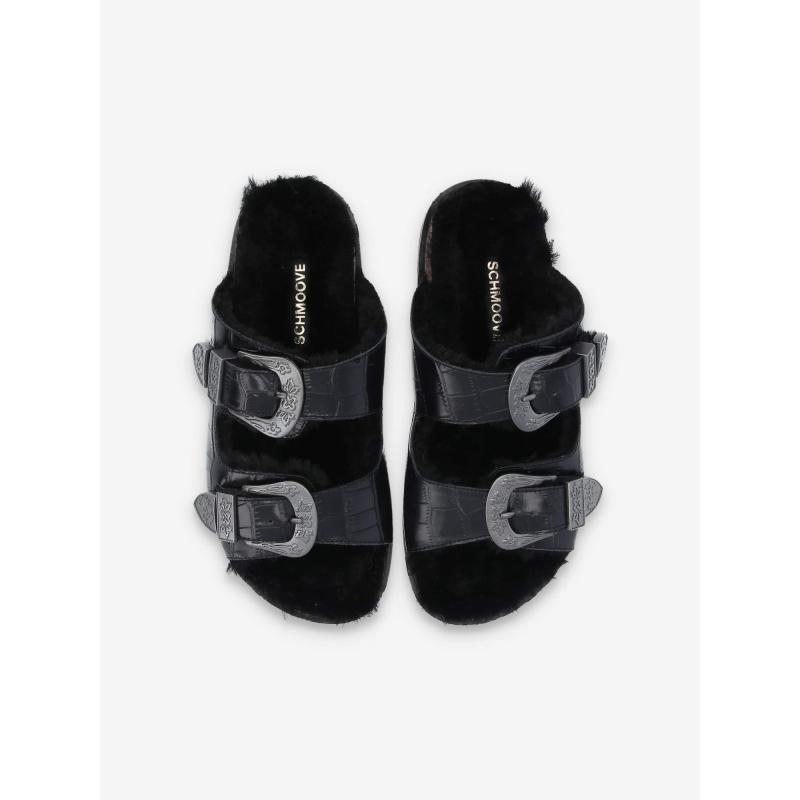 LUCIA BUCKLE W - PRINT CROCO/FUR - BLACK/BLACK